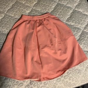 Pink high waisted full midi skirt